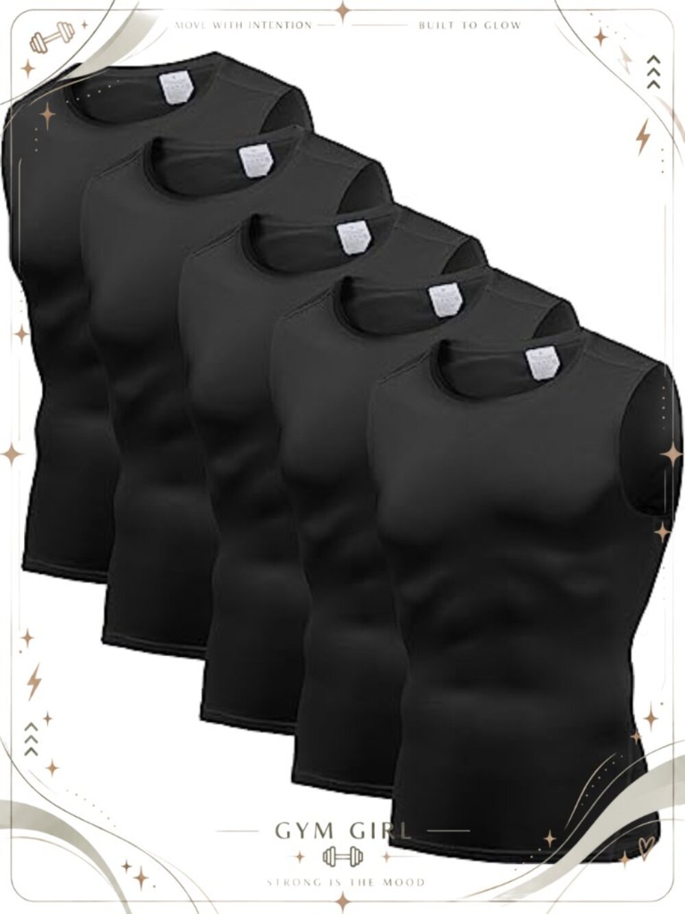 Men's Compression Tank Tops 5 Pack Polyester Spandex Muscle Gym Sleeveless